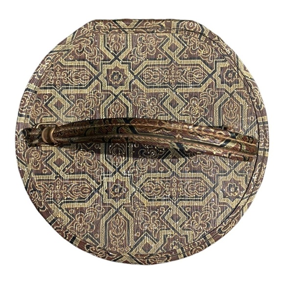 Vintage Hat Wig Carrier Travel Luggage With Handle Geometric Fleur Di Lis main image 11